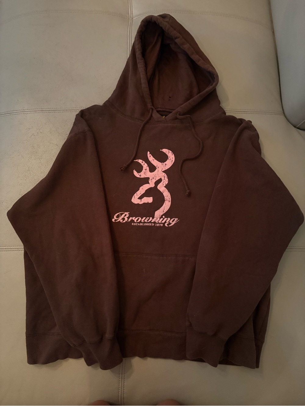 Browning Brown Hooded Sweatshirt with Pink Logo